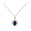 Pendant Ballerina Halo W/Chain 0.32ctw Round Diamonds  1.50ct Royal Blue Sapphire    Platinum 20x12mm 16" 4.30g 226070111