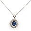 Pendant Ballerina Halo W/Chain 0.32ctw Round Diamonds  1.50ct Royal Blue Sapphire    Platinum 20x12mm 16" 4.30g 226070111