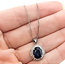 Pendant Ballerina Halo W/Chain 0.32ctw Round Diamonds  1.50ct Royal Blue Sapphire    Platinum 20x12mm 16" 4.30g 226070111