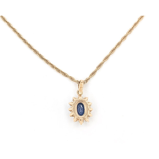 Pendant Drop Halo 0.30ctw Round Diamonds GIA Report: 2235986131 1.00ct Blue Sapphire    14ky 17x10mm 18" 4.80g 226070113