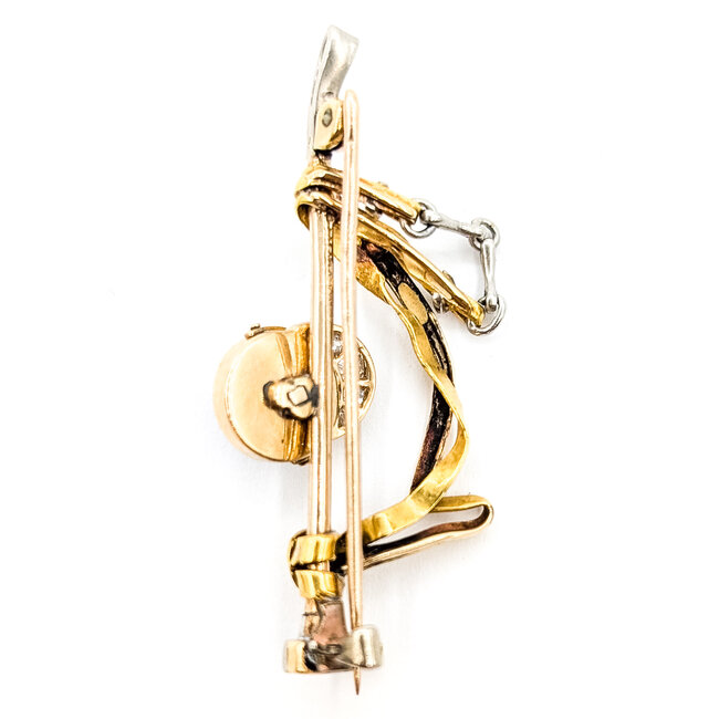 Brooch Two Tone Golf Club Two Tone 0.17ctw Round Diamonds  3.75ct  Sapphire    18k & Platinum 44x18mm  5.97g 226070118