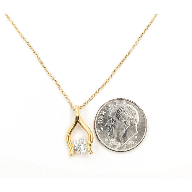 Pendant Solitaire Ribbon .40ct Round Diamond 14ky 16x10mm 16" 2.73g 226070155