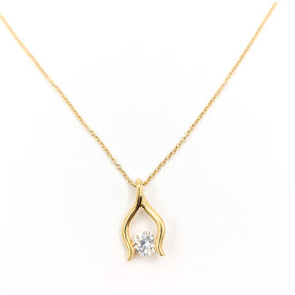Pendant Solitaire Ribbon .40ct Round Diamond 14ky 16x10mm 16" 2.73g 226070155