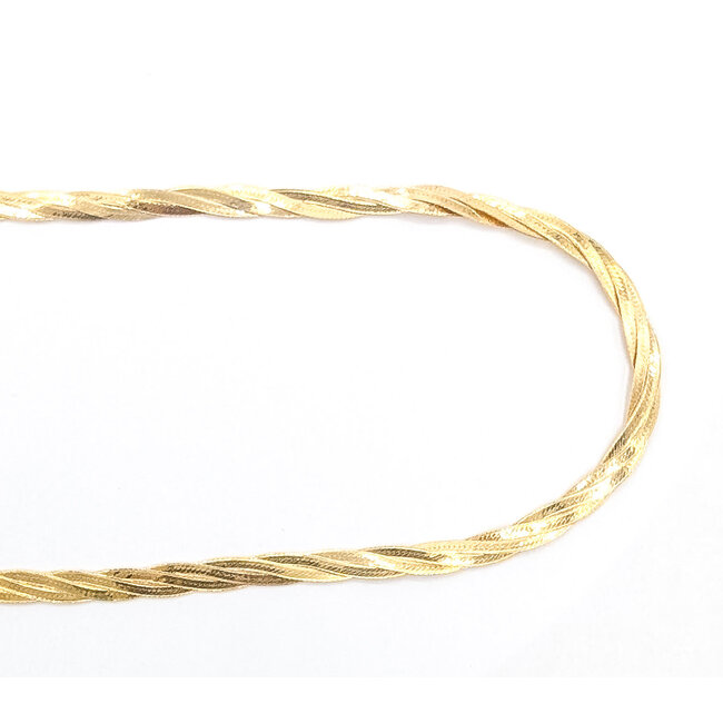 Necklace 3-Strand Woven Herrinbone Lobster Clasp 14ky 4.5mm 18" 10.82g 226042009