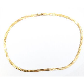 Necklace 3-Strand Woven Herrinbone Lobster Clasp 14ky 4.5mm 18" 10.82g 226042009