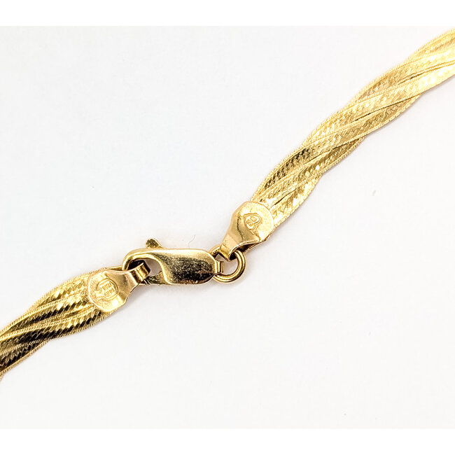 Necklace 3-Strand Woven Herrinbone Lobster Clasp 14ky 4.5mm 18" 10.82g 226042009