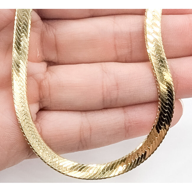 Necklace Herringbone Lobster Clasp 14ky 5mm 20" 18.03g 226042008