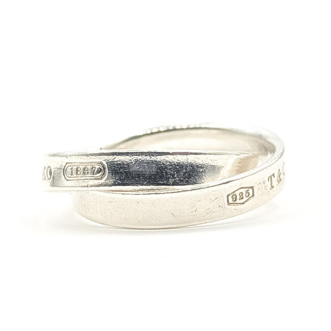 Ring Tiffany & Co Interlocking 925 3.6mm Sz8 4.52g 126072012
