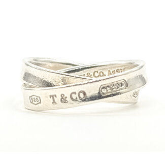 Ring Tiffany & Co Interlocking 925 3.6mm Sz8 4.52g 126072012