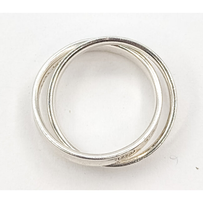 Ring Tiffany & Co Interlocking 925 3.6mm Sz8 4.52g 126072012