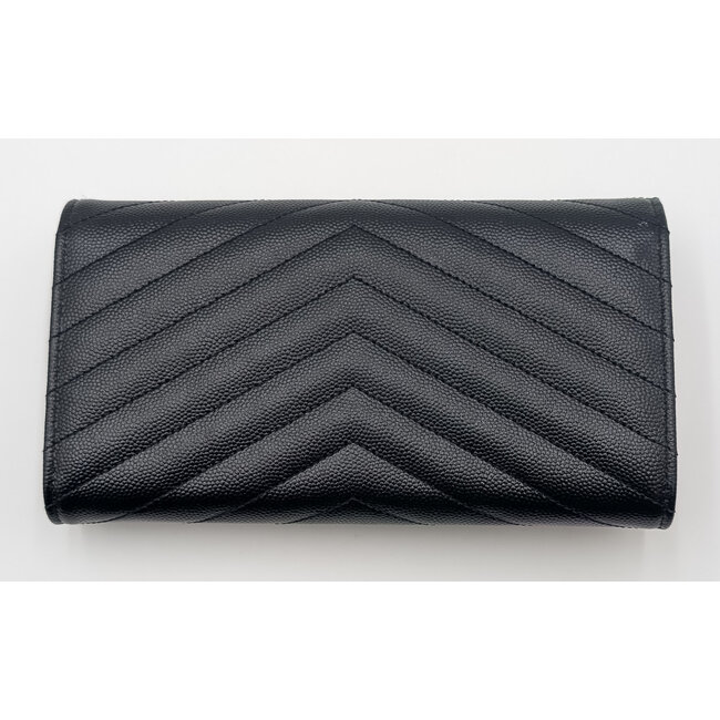Wallet Saint Laurent Cassandre Large Flap Wallet Black Caviar 372264 BOW01 1000 126075058