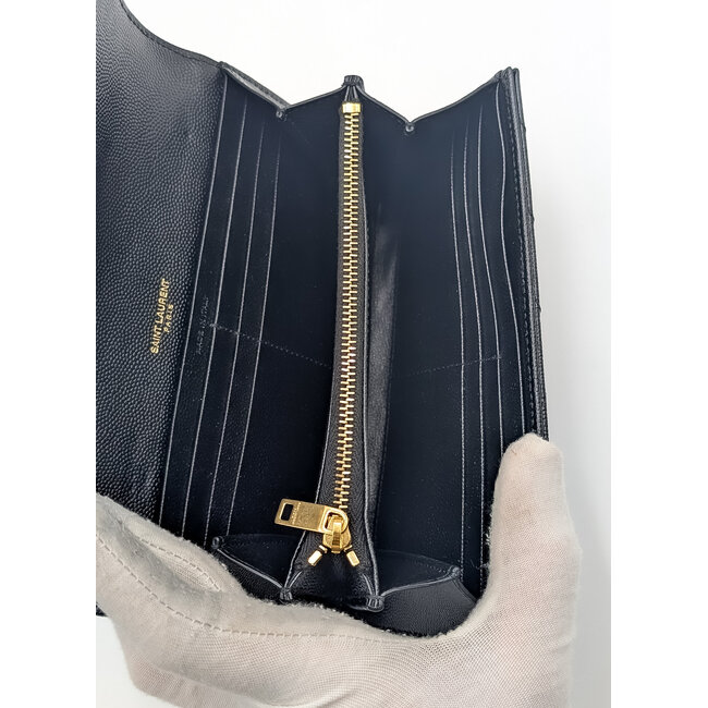 Wallet Saint Laurent Cassandre Large Flap Wallet Black Caviar 372264 BOW01 1000 126075058