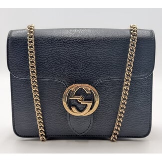Handbag Gucci Interlocking G Small Black Pebble Leather Shoulder Bag 510304 126075059