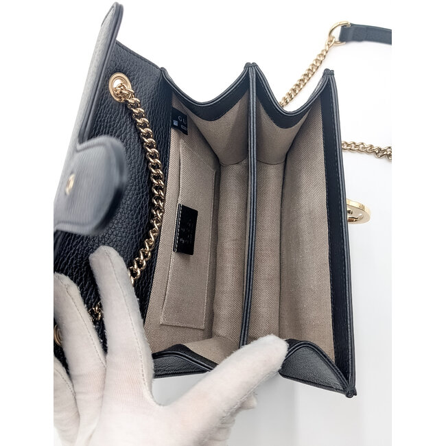 Handbag Gucci Interlocking G Small Black Pebble Leather Shoulder Bag 510304 126075059