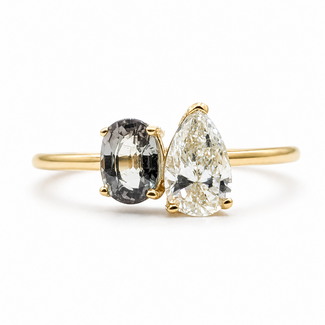 Ring Et Toi Moi 0.83ct Pear Diamond GIA: 2235584997 .82ct Color-Changing Alexandrite 14ky 1.5mm Sz7 2.52g 126070158