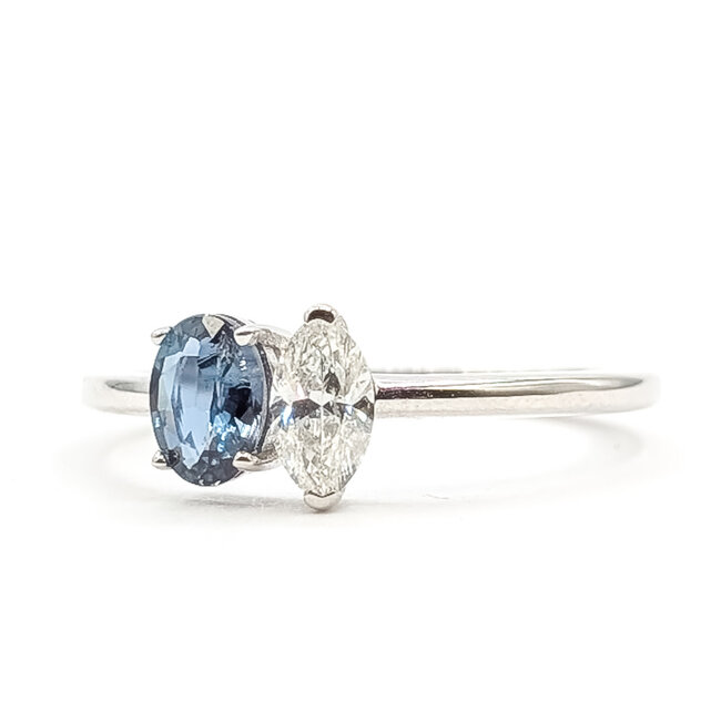 Ring Et Toi Moi 0.35ct Marquise Diamond GIA: 2235493819 .49ct Color-Changing Alexandrite 14kw 1.5mm Sz7 2.19g 126070161