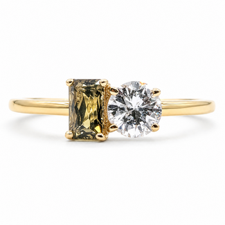 Ring Et Toi Moi 0.47ctw Round Diamond GIA: 5232584915 .59ct Color-Changing Alexandrite 14ky 1.5mm Sz7 2.28g 126070163