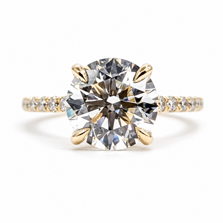 Ring Engagement Hidden Halo 3.08ct Round Lab Grown Diamond IGI: LG731547302 .50ctw Colorless Lab Grown Diamonds 14ky 2mm Sz7 3.89g 126080011