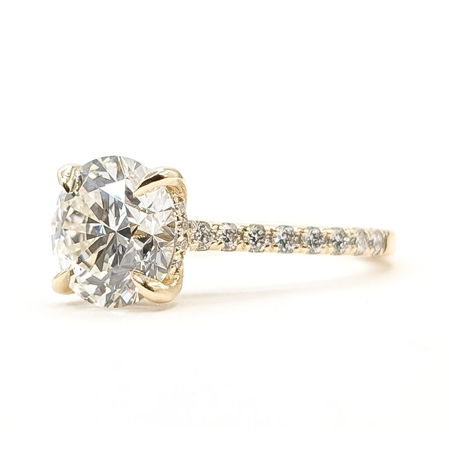 Ring Engagement Hidden Halo 3.08ct Round Lab Grown Diamond IGI: LG731547302 .50ctw Colorless Lab Grown Diamonds 14ky 2mm Sz7 3.89g 126080011