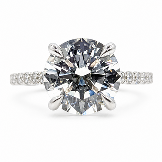 Ring Engagement Hidden Halo 3.10ct Round Lab Grown Diamond IGI: LG732582312 .50ctw Colorless Lab Grown Diamonds 14kw 2mm Sz7 3.97g 126080012