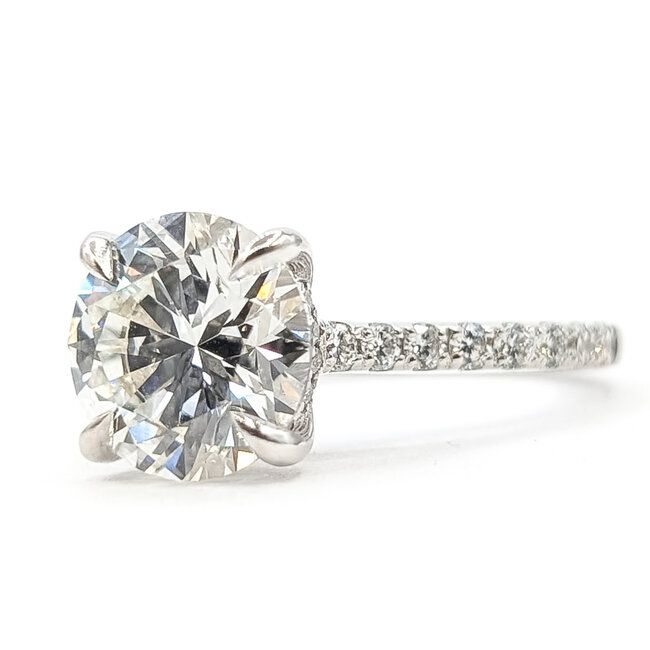 Ring Engagement Hidden Halo 3.10ct Round Lab Grown Diamond IGI: LG732582312 .50ctw Colorless Lab Grown Diamonds 14kw 2mm Sz7 3.97g 126080012