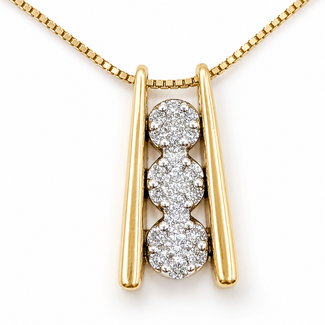 Pendant Bar Cluster  0.34ctw Round Diamonds        14ky 20x10mm 17" 7.00g 226070078