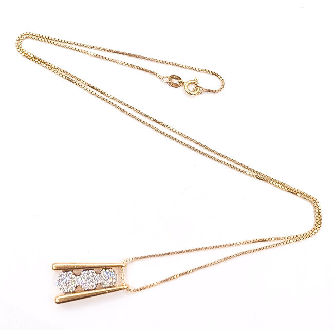 Pendant Bar Cluster  0.34ctw Round Diamonds        14ky 20x10mm 17" 7.00g 226070078