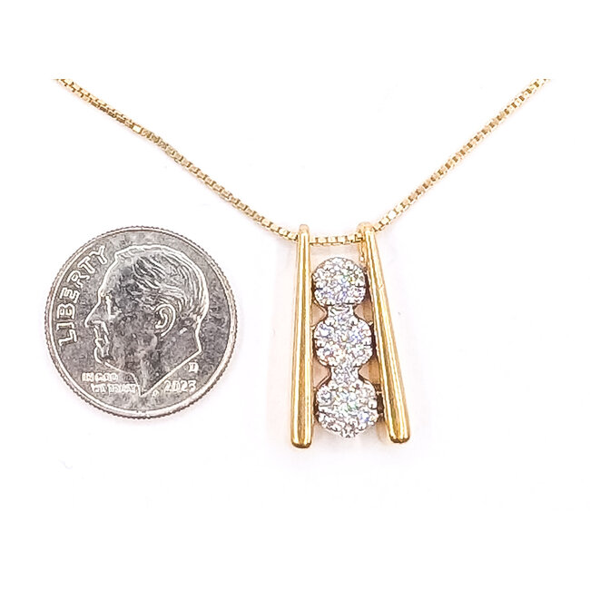 Pendant Bar Cluster  0.34ctw Round Diamonds        14ky 20x10mm 17" 7.00g 226070078