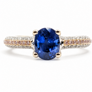 Ring Peek-a-boo Diamonds  0.43ctw Round Diamonds GIA Report: 1232572263 1.12ct Royal Blue Sapphire    18kw 2.7mm Sz4.5 3.44g 226070103