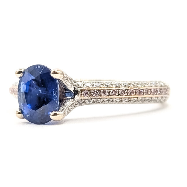 Ring Peek-a-boo Diamonds  0.43ctw Round Diamonds GIA Report: 1232572263 1.12ct Royal Blue Sapphire    18kw 2.7mm Sz4.5 3.44g 226070103