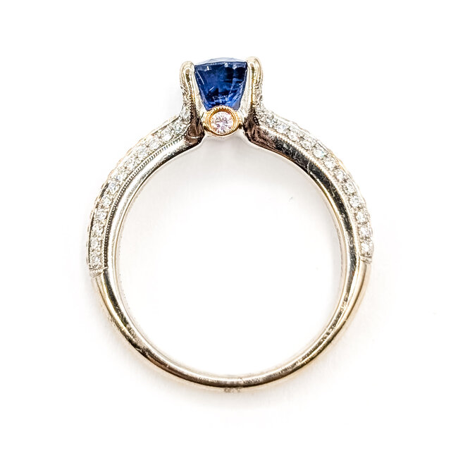Ring Peek-a-boo Diamonds  0.43ctw Round Diamonds GIA Report: 1232572263 1.12ct Royal Blue Sapphire    18kw 2.7mm Sz4.5 3.44g 226070103