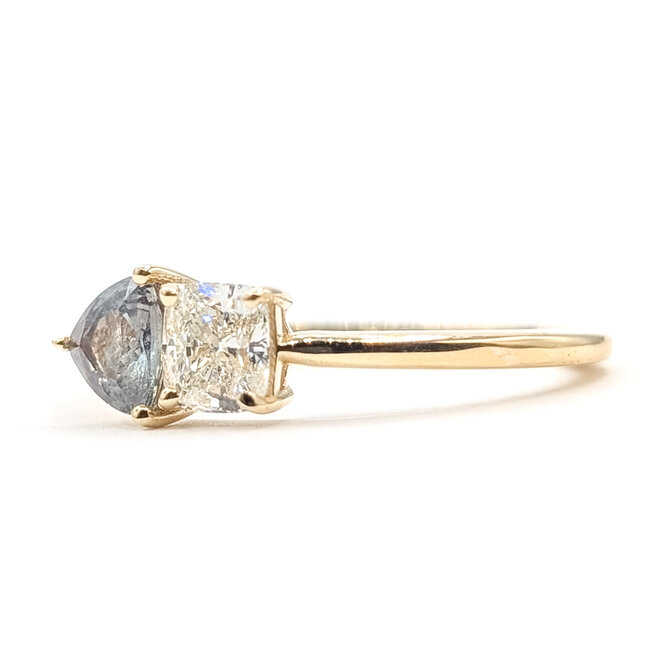 Ring Et Toi Moi 0.47ct Cushion Diamond GIA : 6237584910 .43ct Color-Changing Alexandrite 14ky 1.5mm Sz7 2.17g 126070162