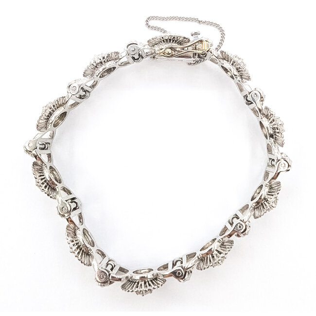 Bracelet Art Deco Revival Floral Filigree .80ctw Round Diamonds 18kw 10mm 7" 31.19g 126080017