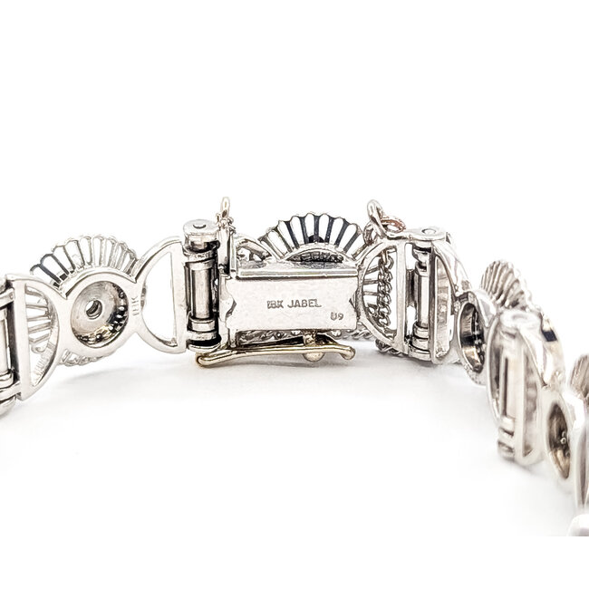 Bracelet Art Deco Revival Floral Filigree .80ctw Round Diamonds 18kw 10mm 7" 31.19g 126080017