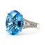Ring Split Band .33ctw Round Diamonds 7.5ct Swiss Blue Topaz 14kw 3mm Sz7 5.01g 126070151