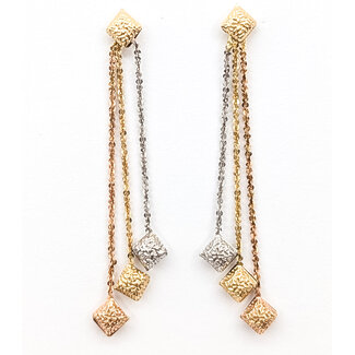 Earrings Square Dangle 14ktri 1.75" 1.74g 126072007