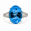 Ring Split Band .33ctw Round Diamonds 7.5ct Swiss Blue Topaz 14kw 3mm Sz7 5.01g 126070151