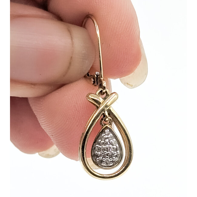 Earrings Tear Drop Dangle 10ky 1.1x.4" 2.73g 126072008