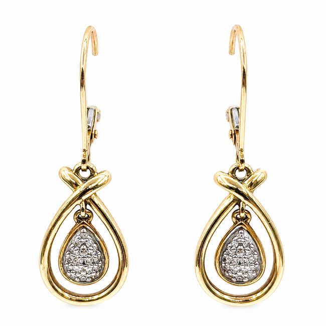 Earrings Tear Drop Dangle 10ky 1.1x.4" 2.73g 126072008