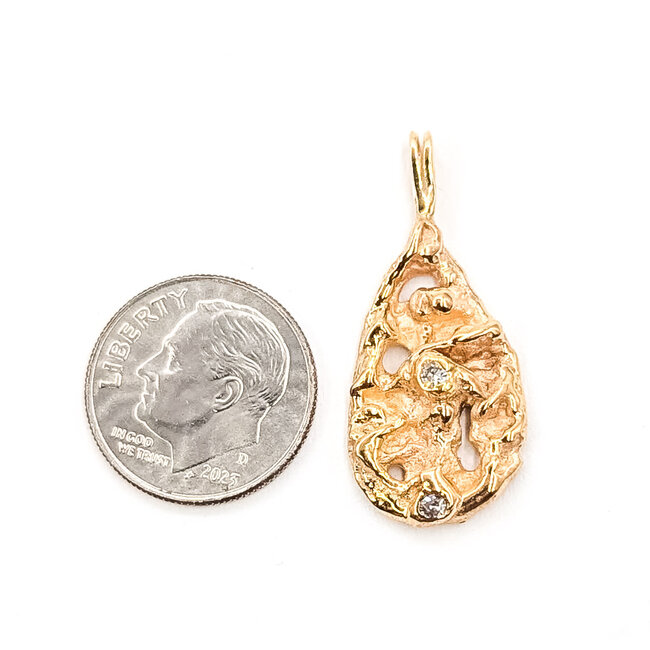 Pendant Nugget .08ctw Round Diamonds 14ky 1.25x.55" 4.77g 126080018