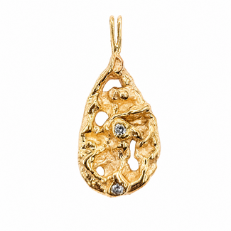 Pendant Nugget .08ctw Round Diamonds 14ky 1.25x.55" 4.77g 126080018