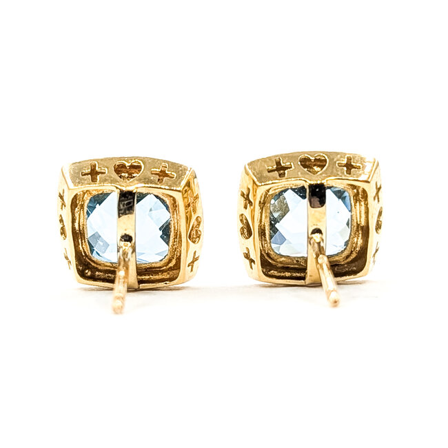 Earrings Stud 5.2ctw Sky Blue Topaz 14ky 11mm 4.14g 226080003