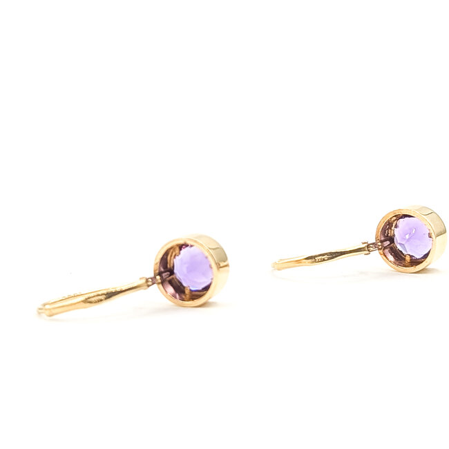Earrings Leverback 1.1ctw Purple Amethyst 14ky .75x.25" 2.84g 226080004