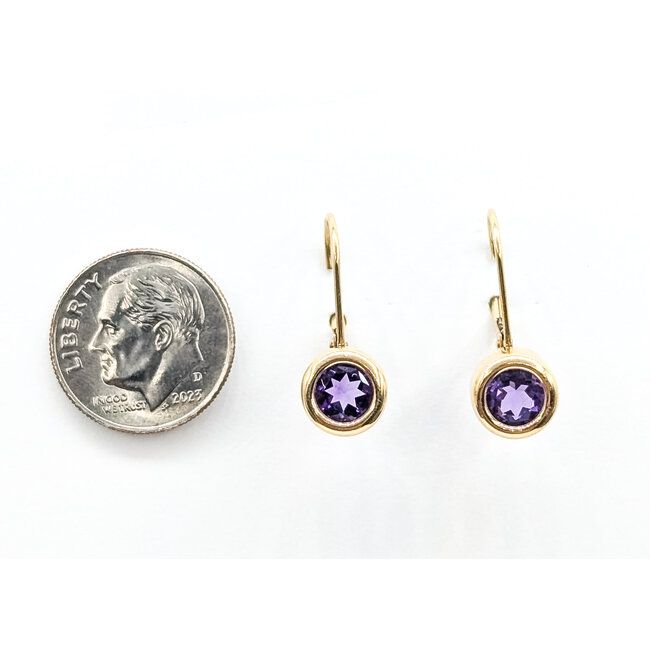 Earrings Leverback 1.1ctw Purple Amethyst 14ky .75x.25" 2.84g 226080004