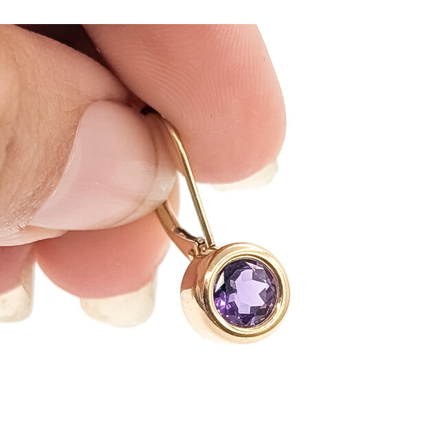 Earrings Leverback 1.1ctw Purple Amethyst 14ky .75x.25" 2.84g 226080004