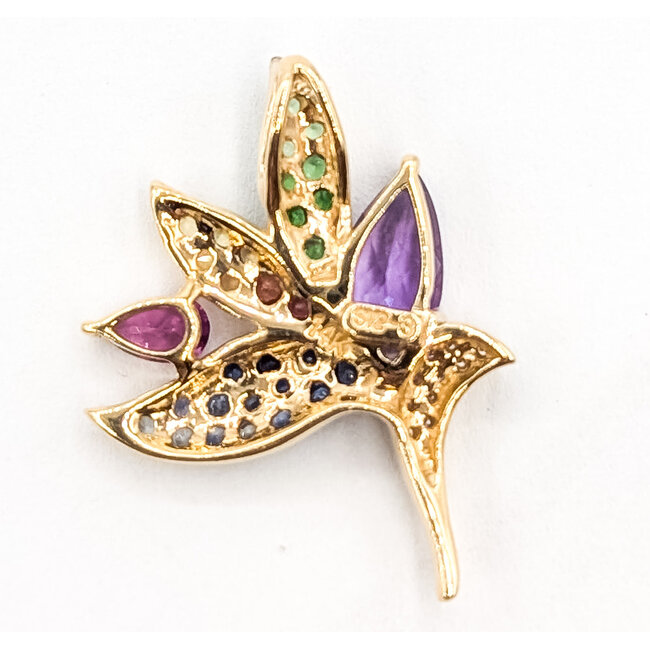 Pendant Bouquet .50ctw Multi-Color Sapphire 1.00ctw Purple Amethyst 14ky 1x.75" 2.43g 226080005