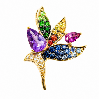 Pendant Bouquet .50ctw Multi-Color Sapphire 1.00ctw Purple Amethyst 14ky 1x.75" 2.43g 226080005
