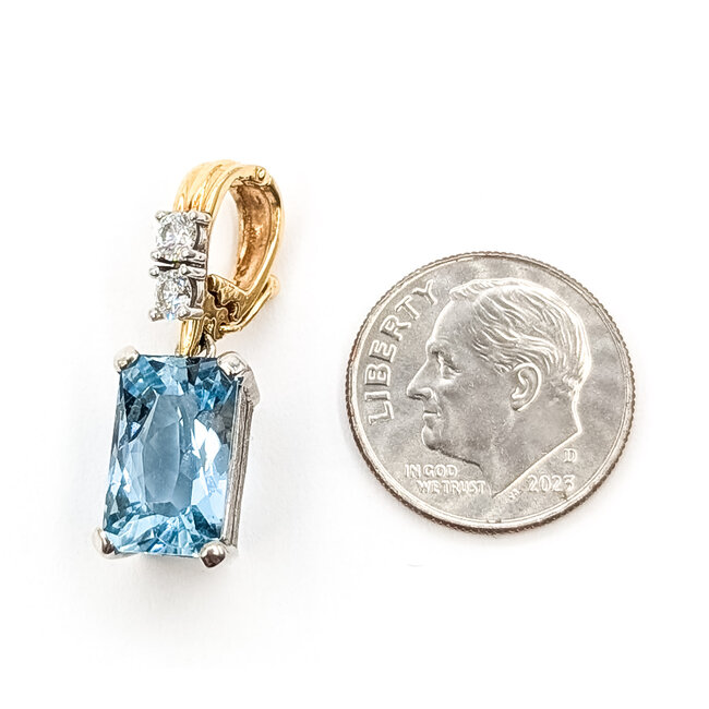Pendant Drop Pearl Enhancer .25ctw Round Diamonds 2.6ct Sky Blue Aquamarine 14ktt .9x.45" 3.42g 226080006