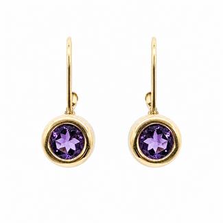 Earrings Leverback 1.1ctw Purple Amethyst 14ky .75x.25" 2.84g 226080004
