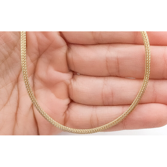 Necklace Woven Mesh Tube Lobster Clasp 14ky 2mm 20" 5.4g 126082009